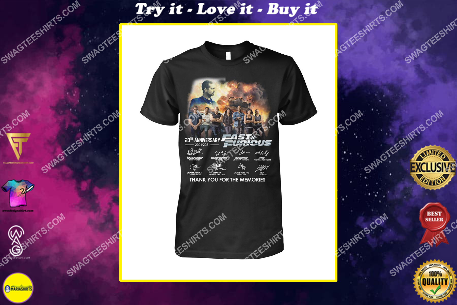 20th anniversary fast and furious thank you for memories shirt