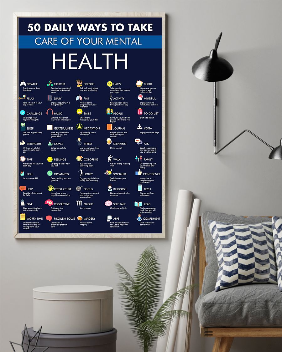 50 daily ways to take care your mental health poster 3