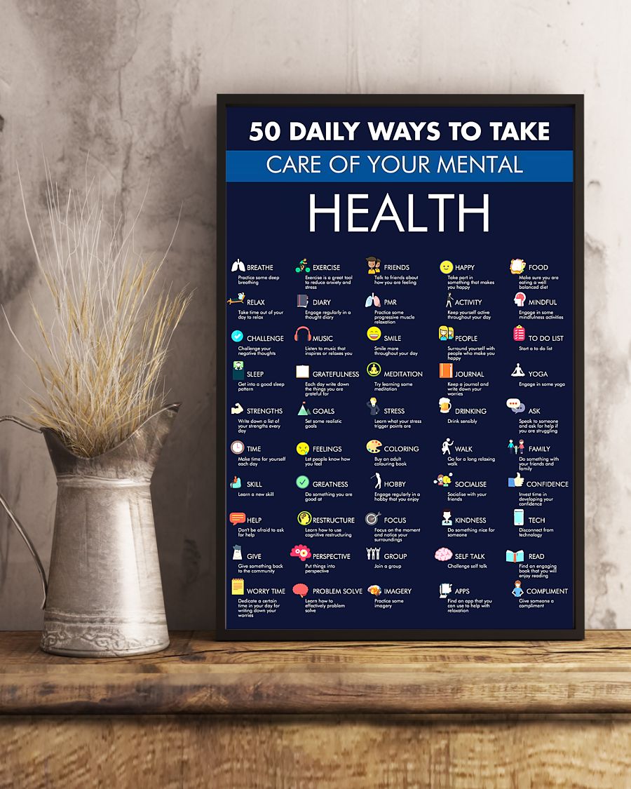 50 daily ways to take care your mental health poster 4