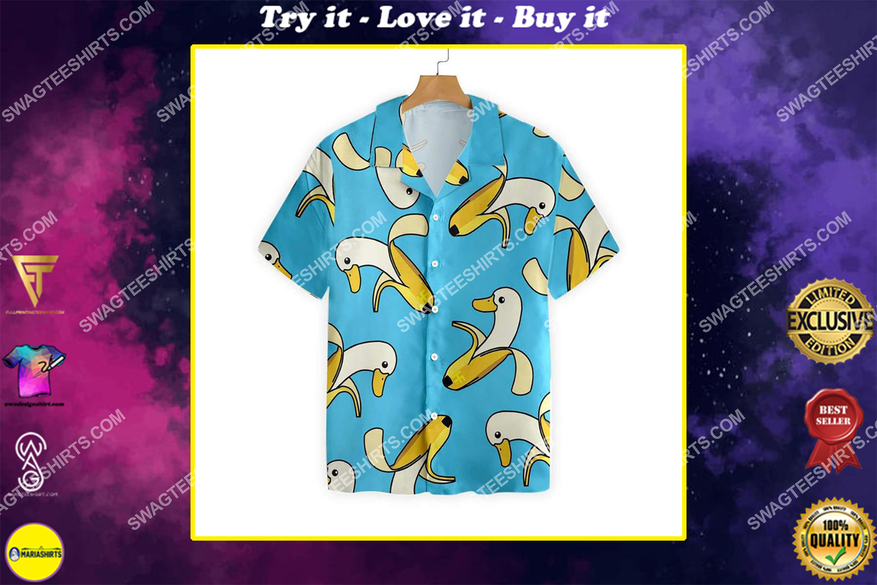 Banana duck summer vacation hawaiian shirt