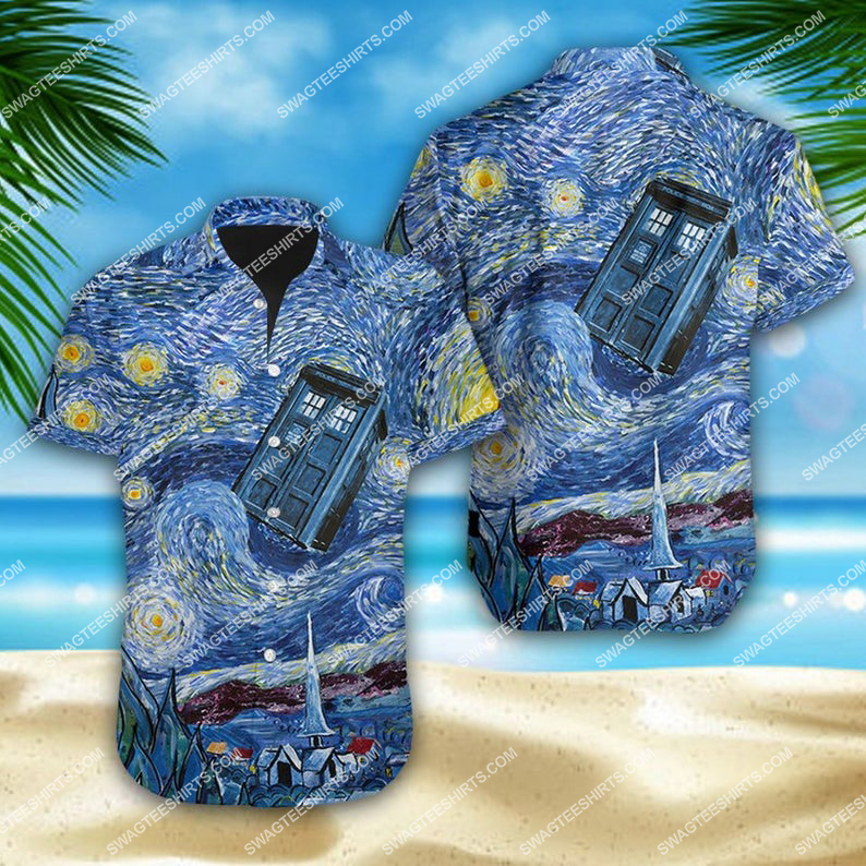 Doctor who tardis starry night summer vacation hawaiian shirt 1