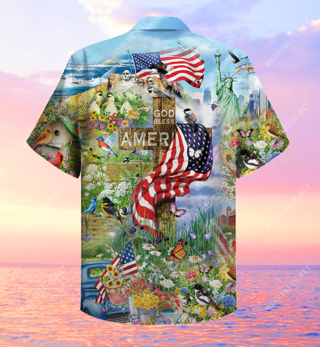 God bless american all over printed hawaiian shirt 5