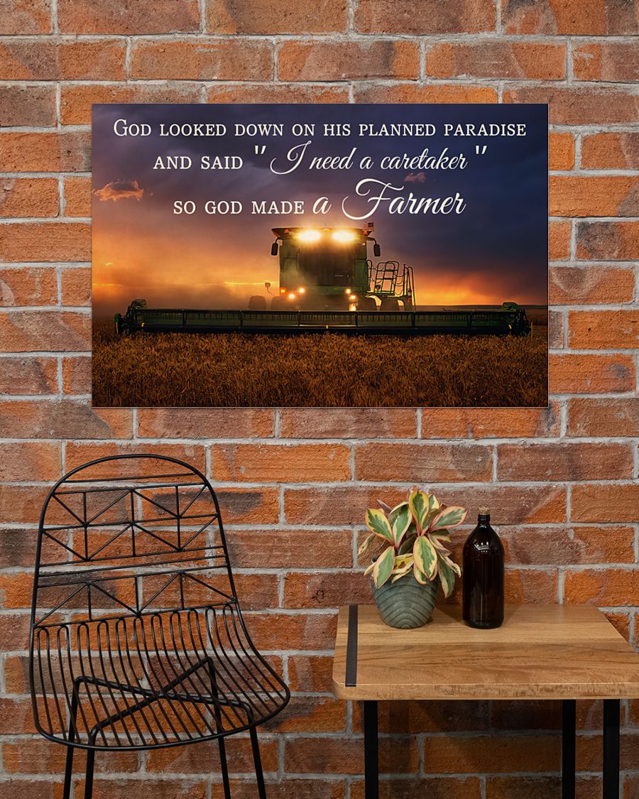 God look down on his planned paradise and said i need a caretaker so God makes a farmer poster 4