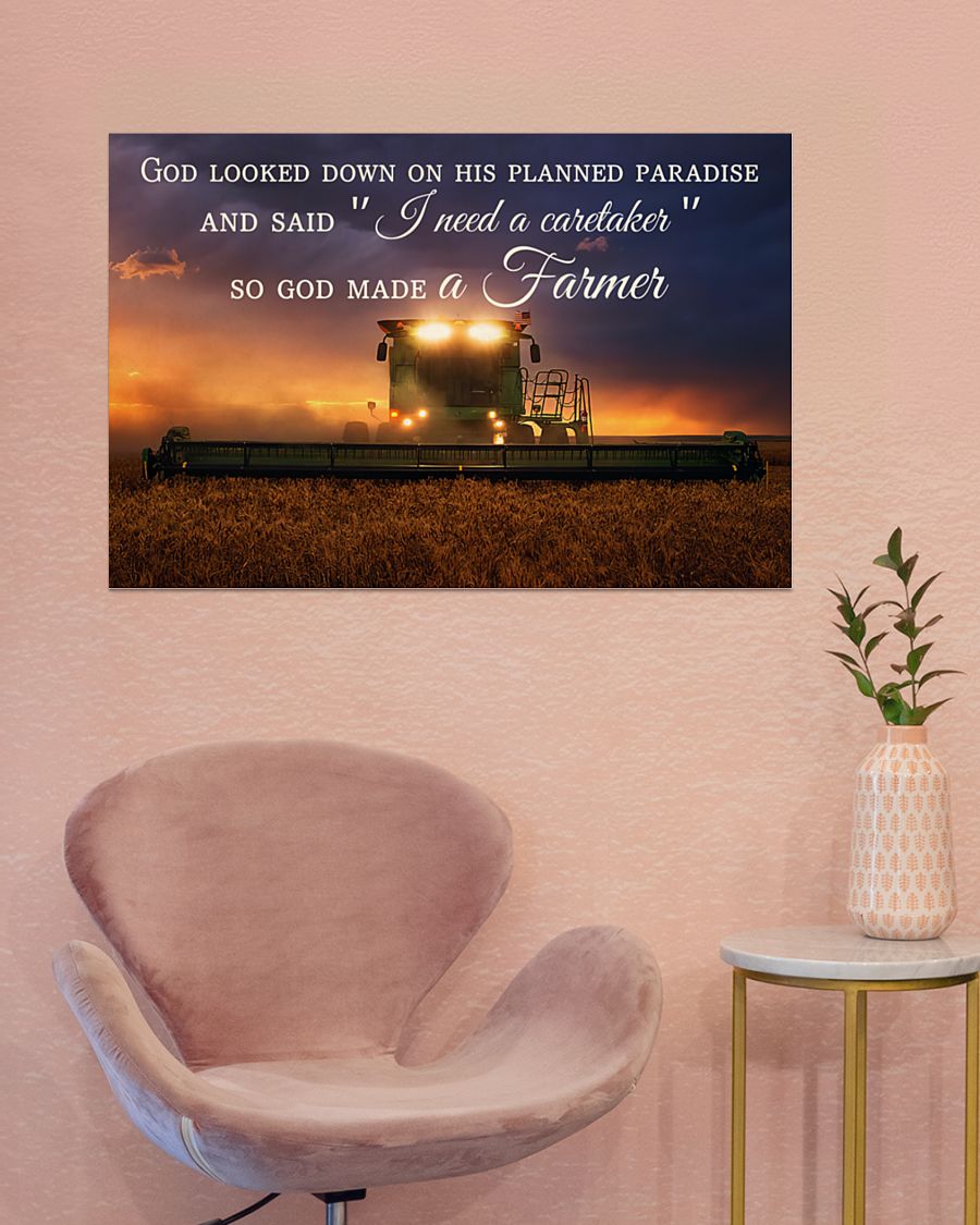 God look down on his planned paradise and said i need a caretaker so God makes a farmer poster 5