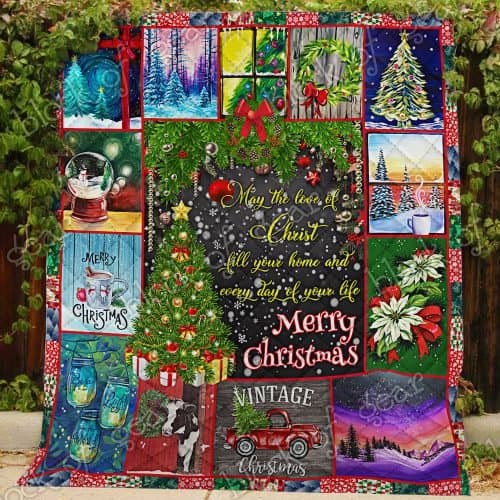 Merry Christmas may the love of Christ all over print quilt 3