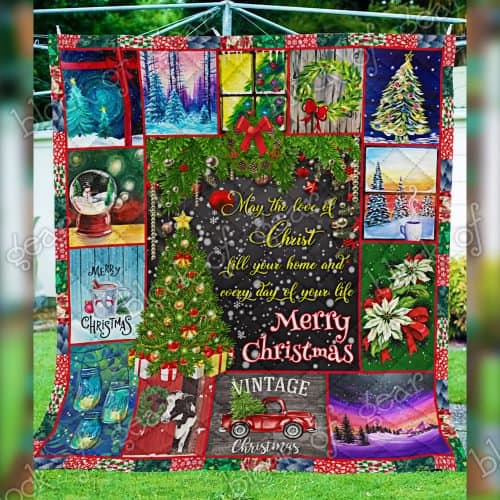 Merry Christmas may the love of Christ all over print quilt 4