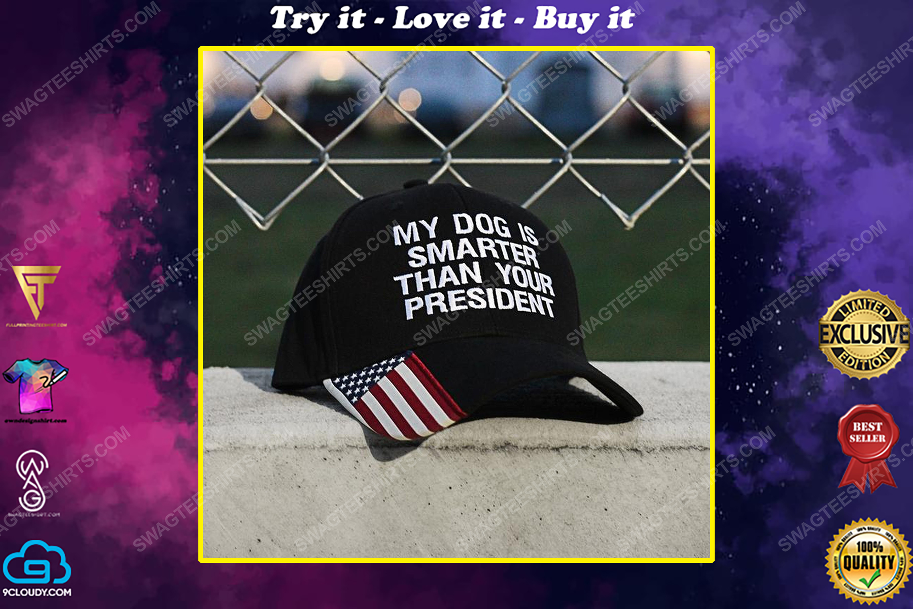 My dog is smarter than your president full print classic hat