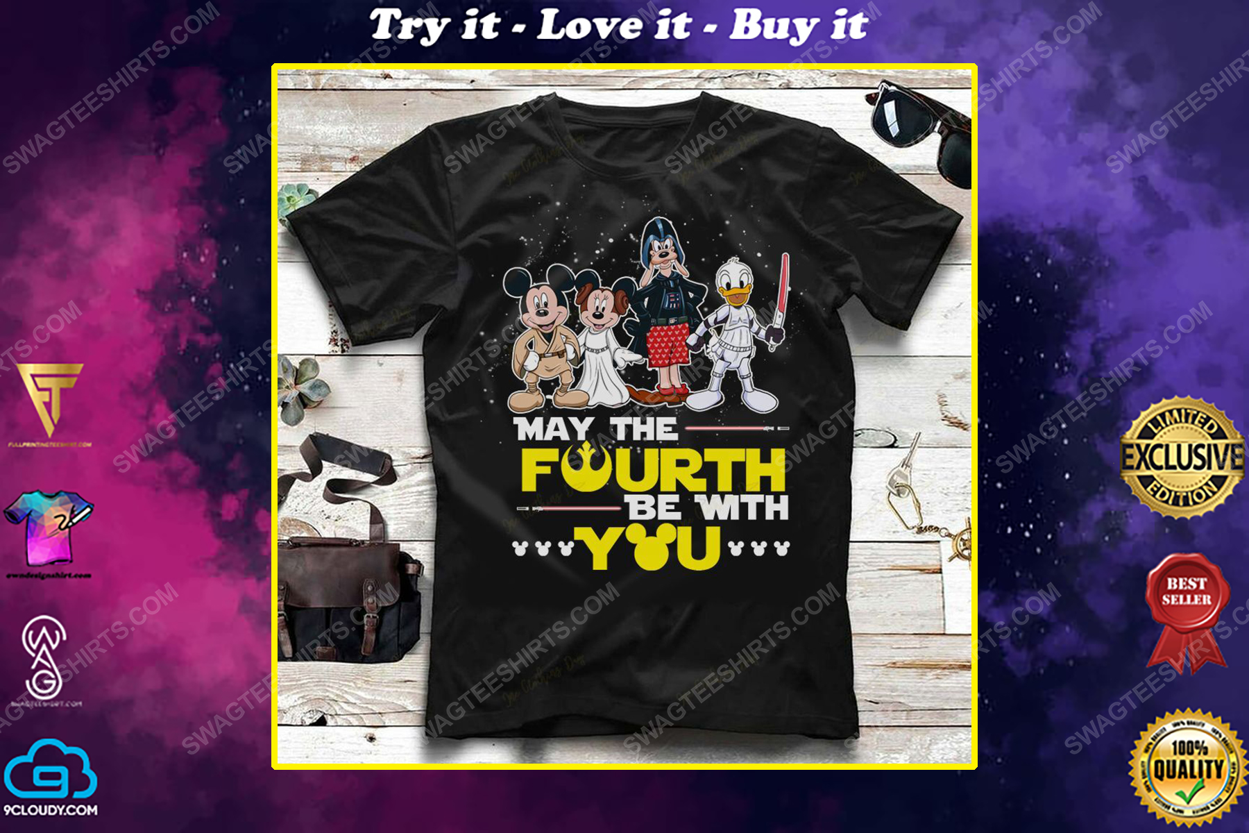 Star wars may the force be with you and mickey mouse shirt