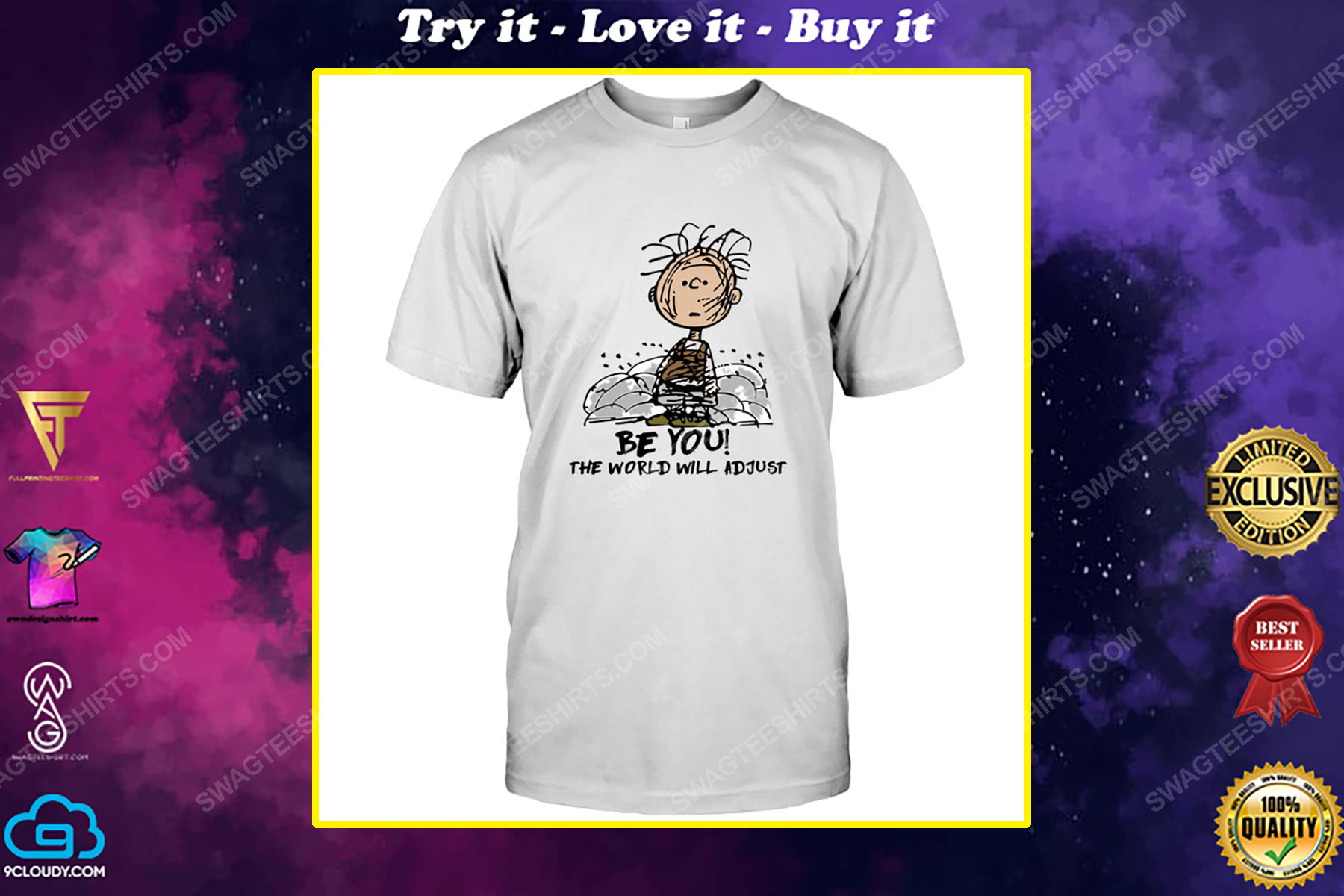 The peanuts charlie brown be you the world will adjust shirt