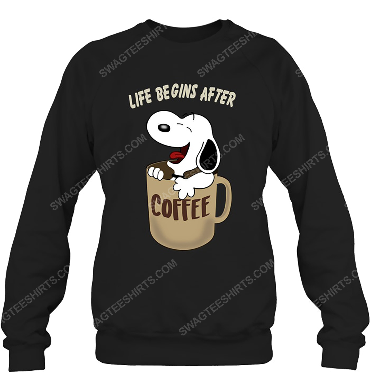 The peanuts snoopy life begins after coffee sweatshirt 1