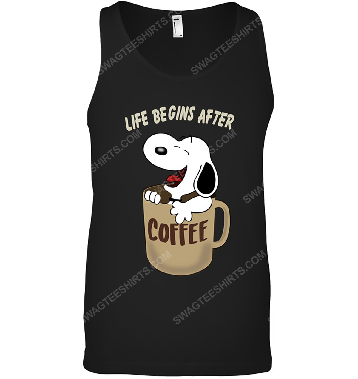 The peanuts snoopy life begins after coffee tank top 1