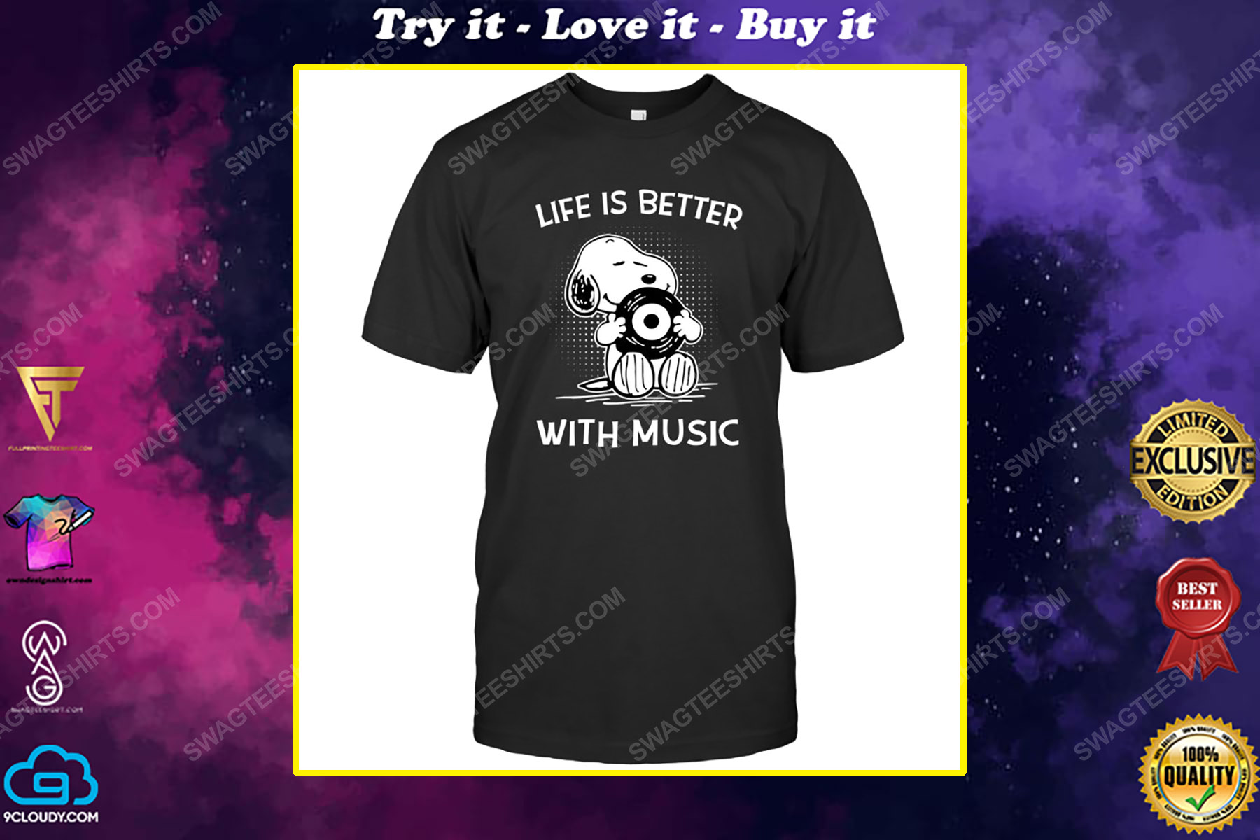 The peanuts snoopy life is better with music shirt