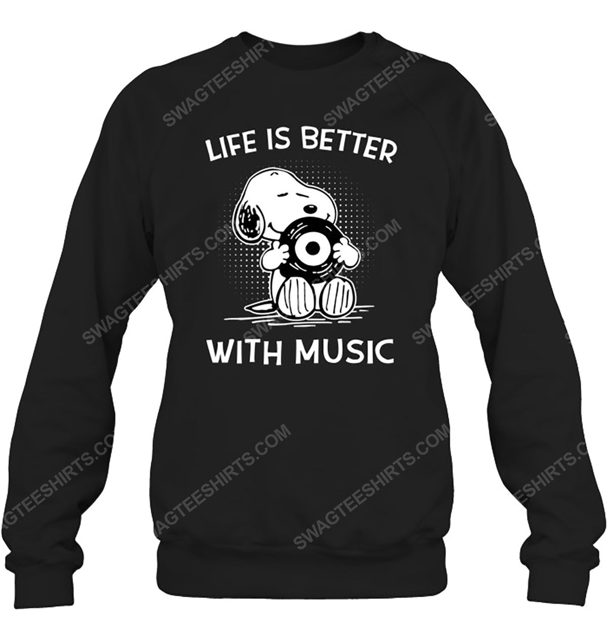 The peanuts snoopy life is better with music sweatshirt 1