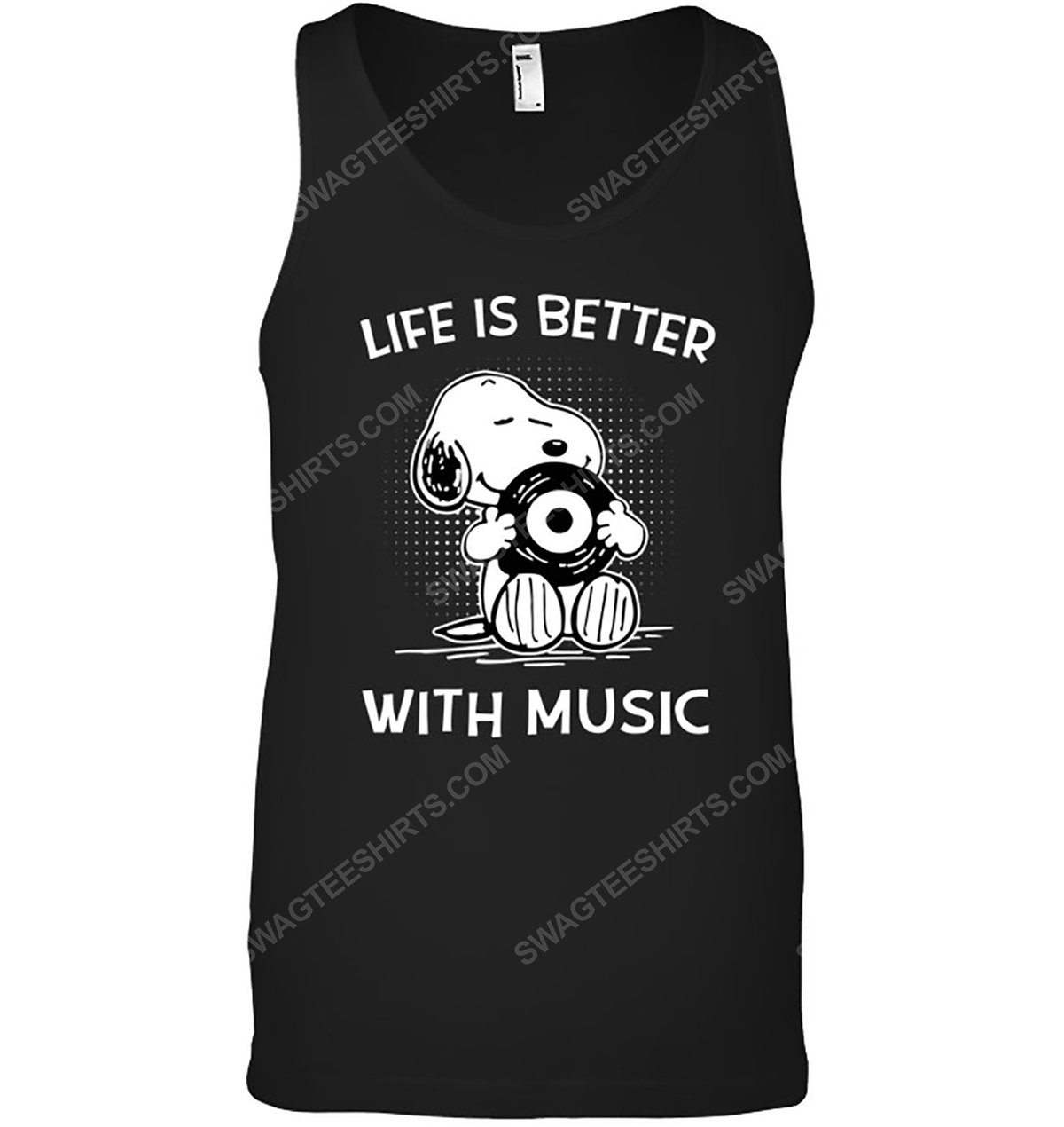The peanuts snoopy life is better with music tank top 1