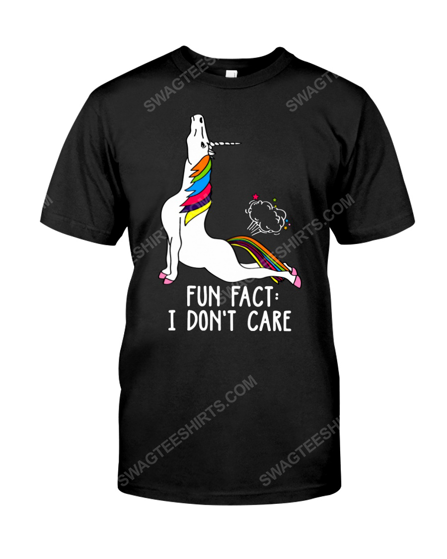 Unicorn yoga fun fact i don't care tshirt 1