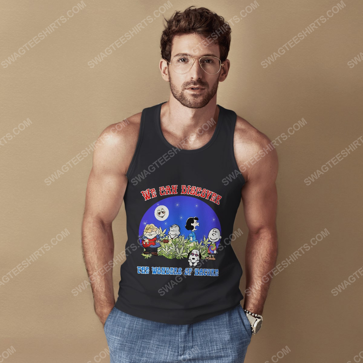 We can discover the wanders of nature charlie brown and snoopy and weed tank top 1(1)