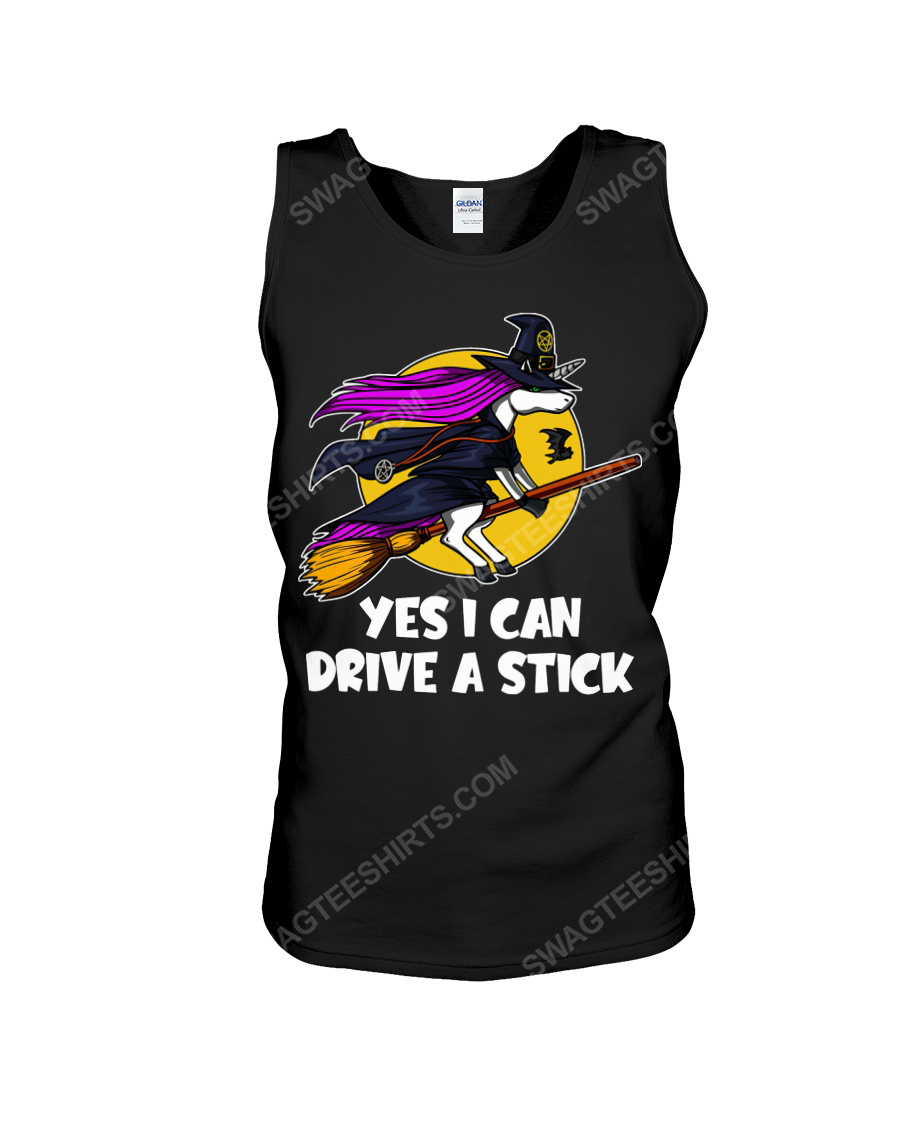 Yes i can drive a stick unicorn witch halloween tank top(1)