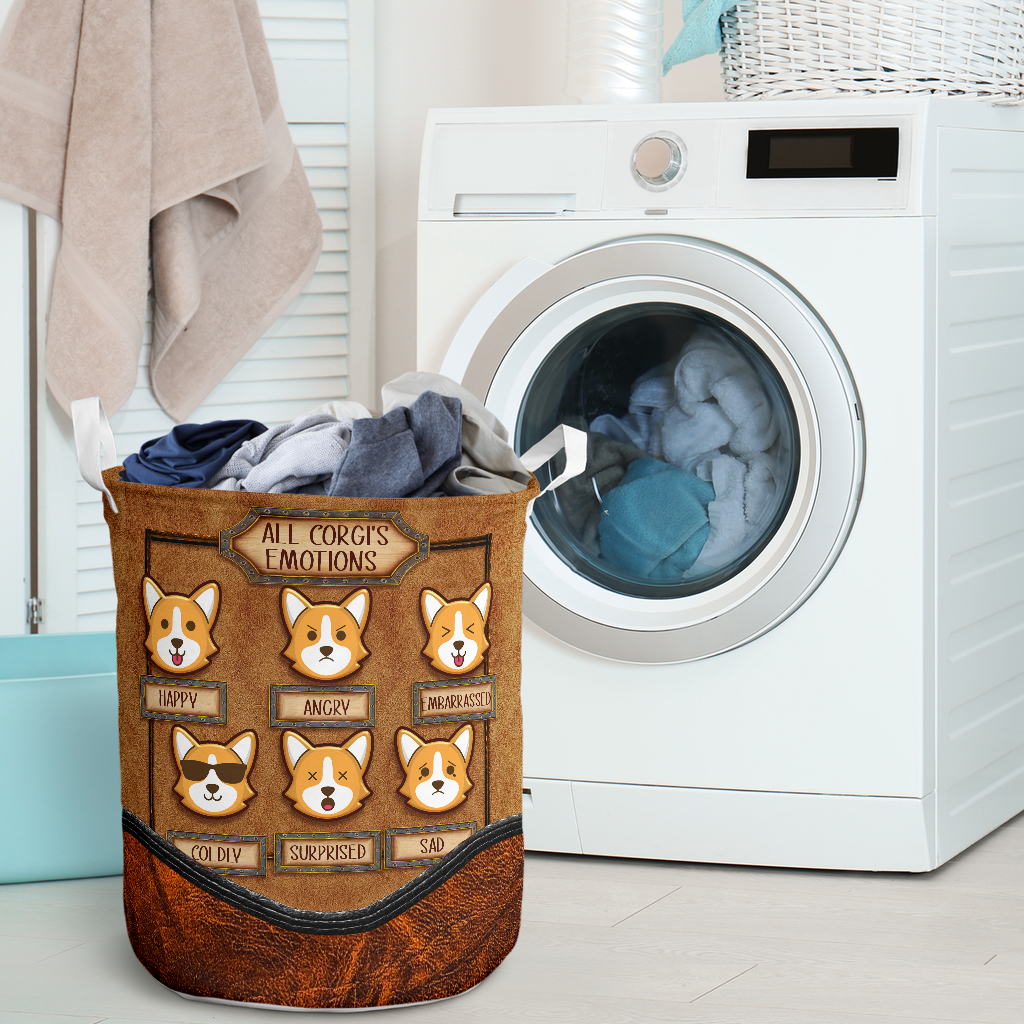 all corgis emotions all over printed laundry basket 2