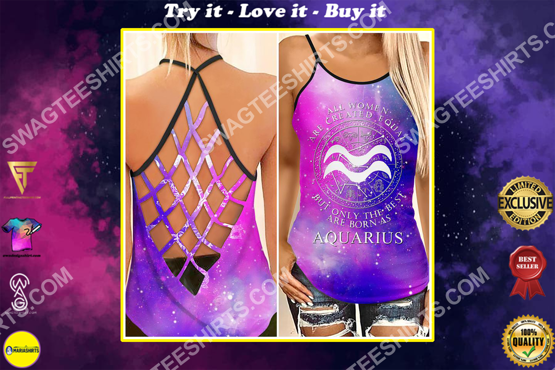all women are created equal but only the best are born as aquarius strappy back tank top