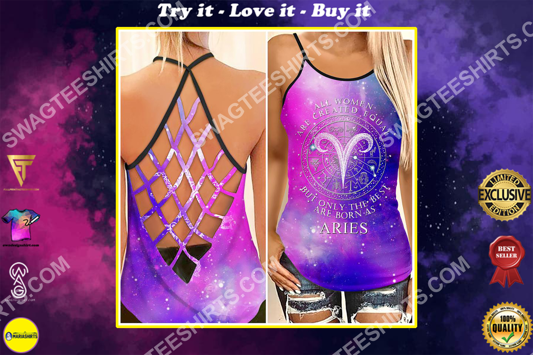 all women are created equal but only the best are born as aries strappy back tank top