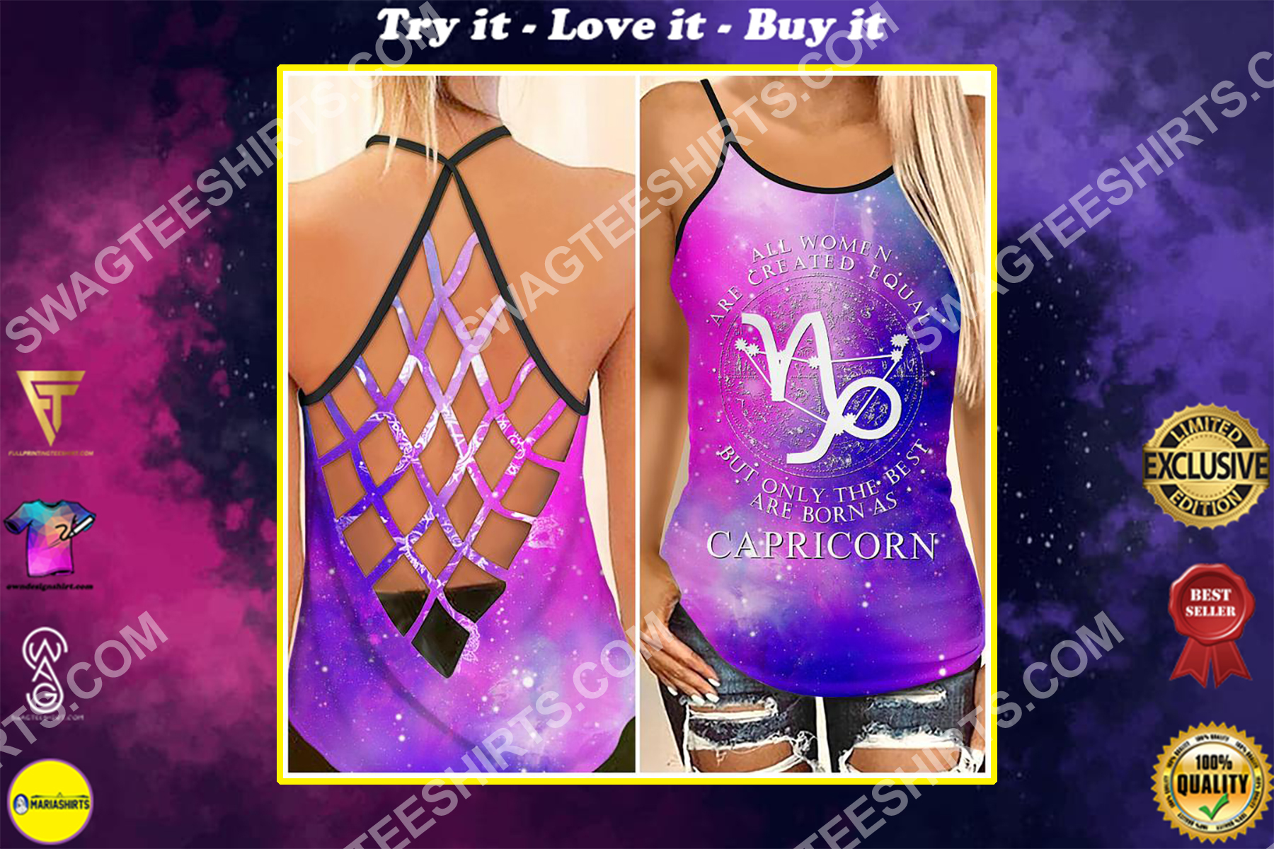 all women are created equal but only the best are born as capricorn strappy back tank top