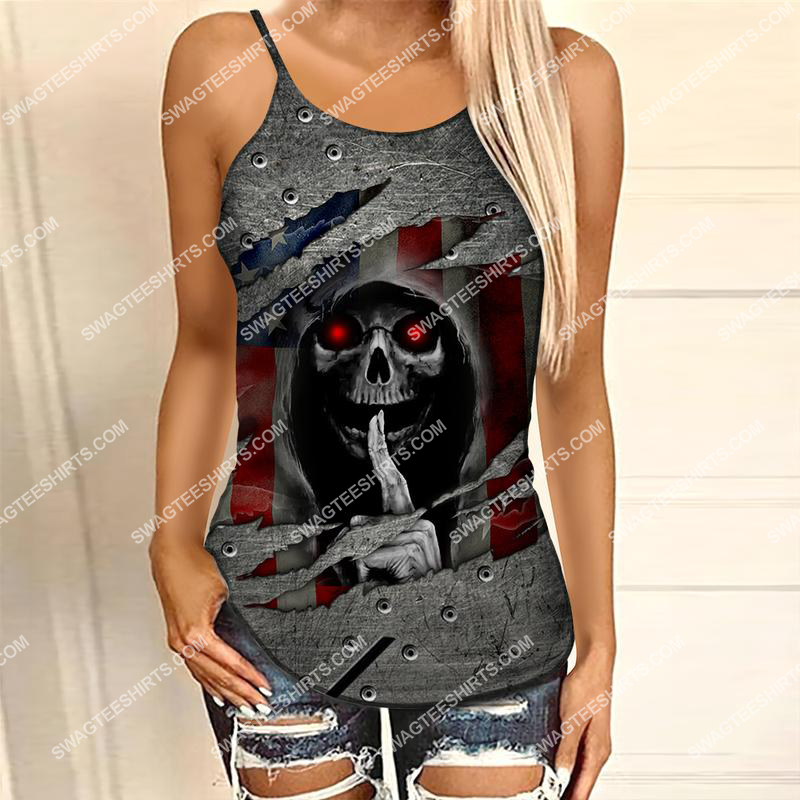 america flag and skull all over printed strappy back tank top 1 - Copy (3)