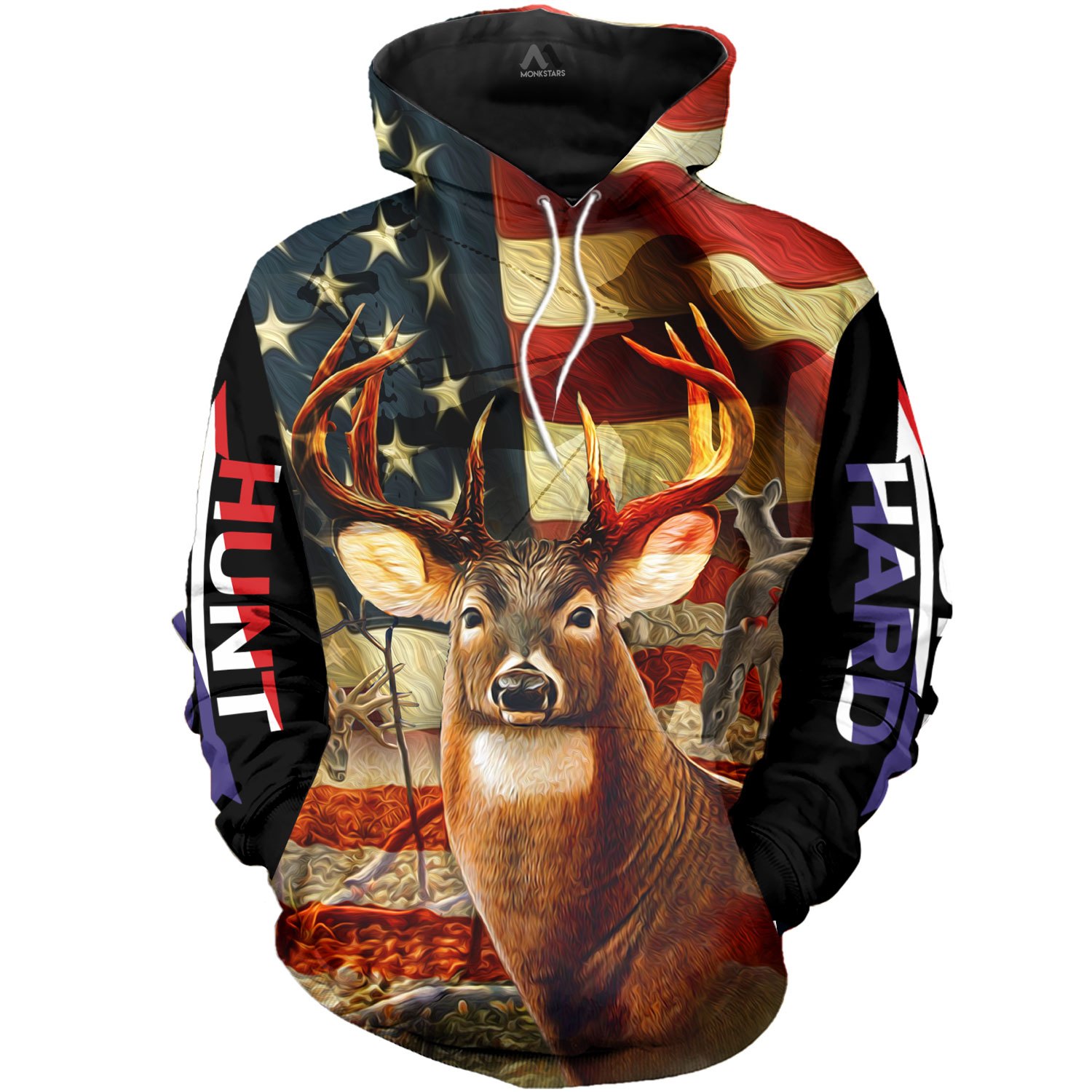 american flag deer hunting love hunter full over printed hoodie