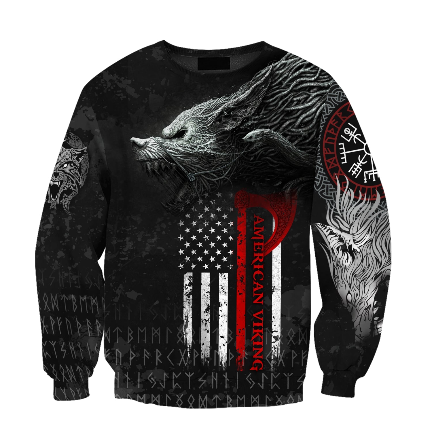 american flag viking fenrir all over printed sweatshirt