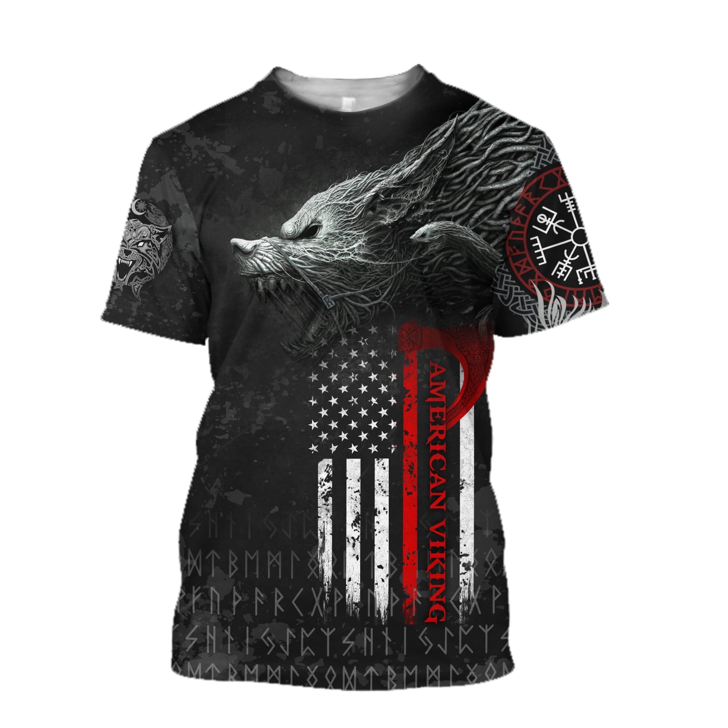 american flag viking fenrir all over printed tshirt(1)