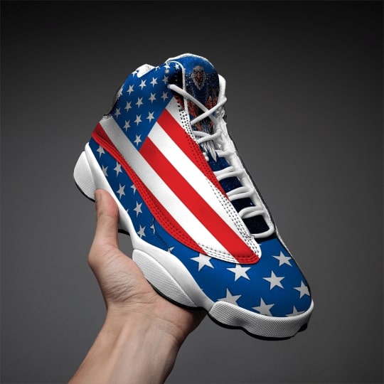 american flag with eagle all over printed air jordan 13 sneakers 4