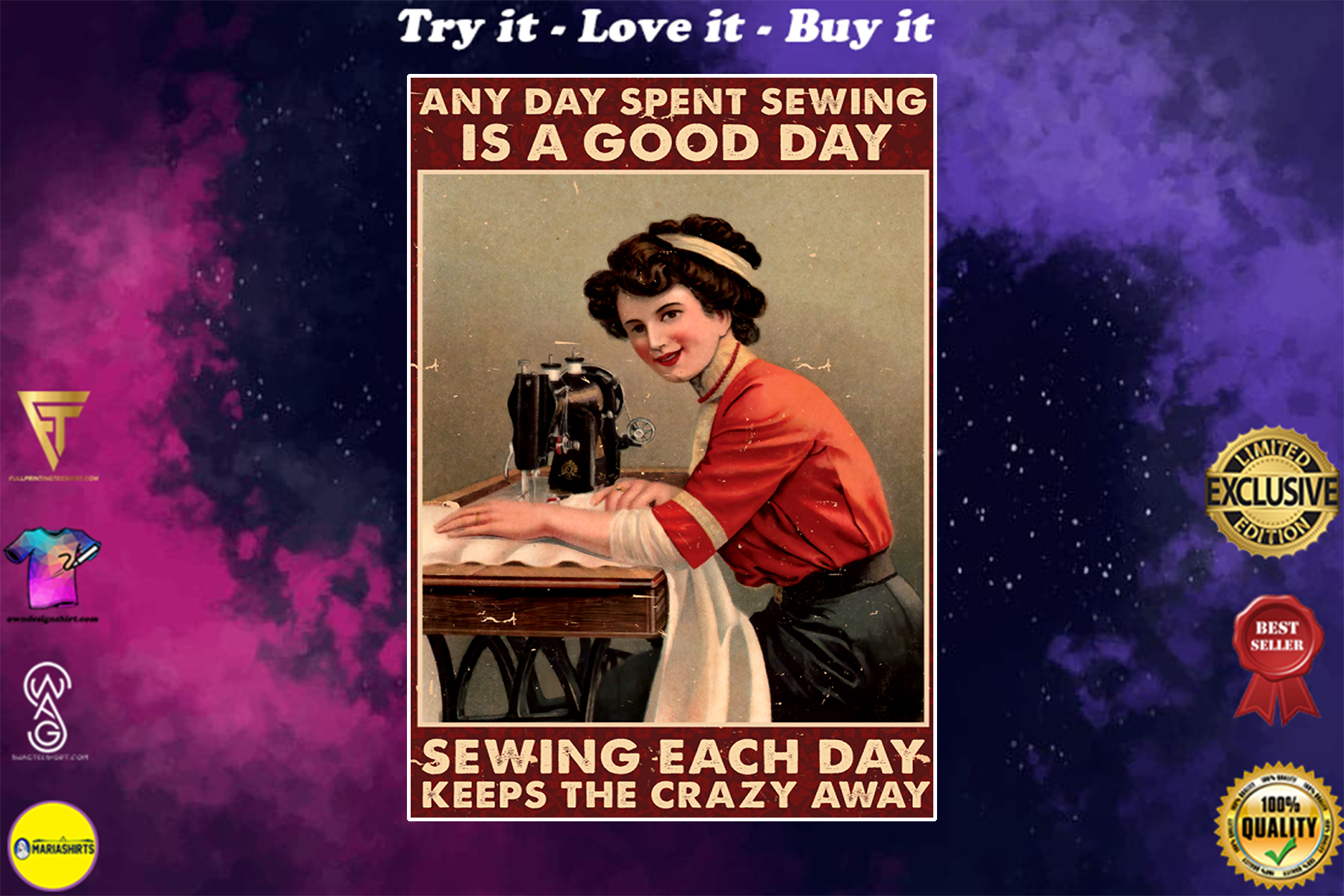 any day spent sewing is a good day sewing each day keeps the crazy away vintage poster