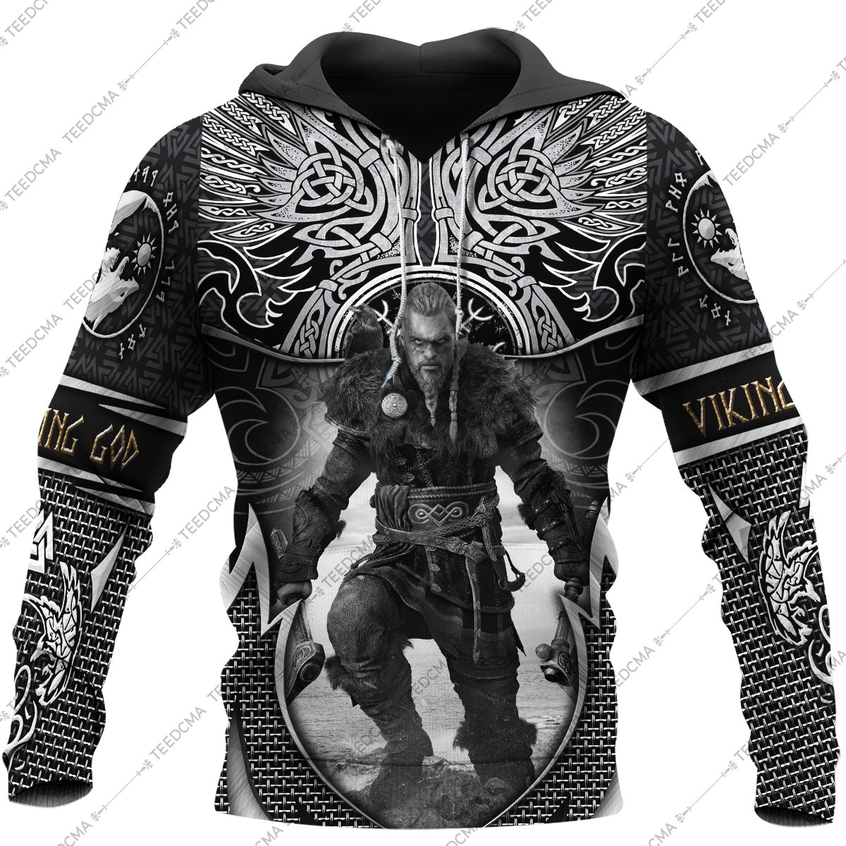 assassin's creed valhalla viking all over printed hoodie