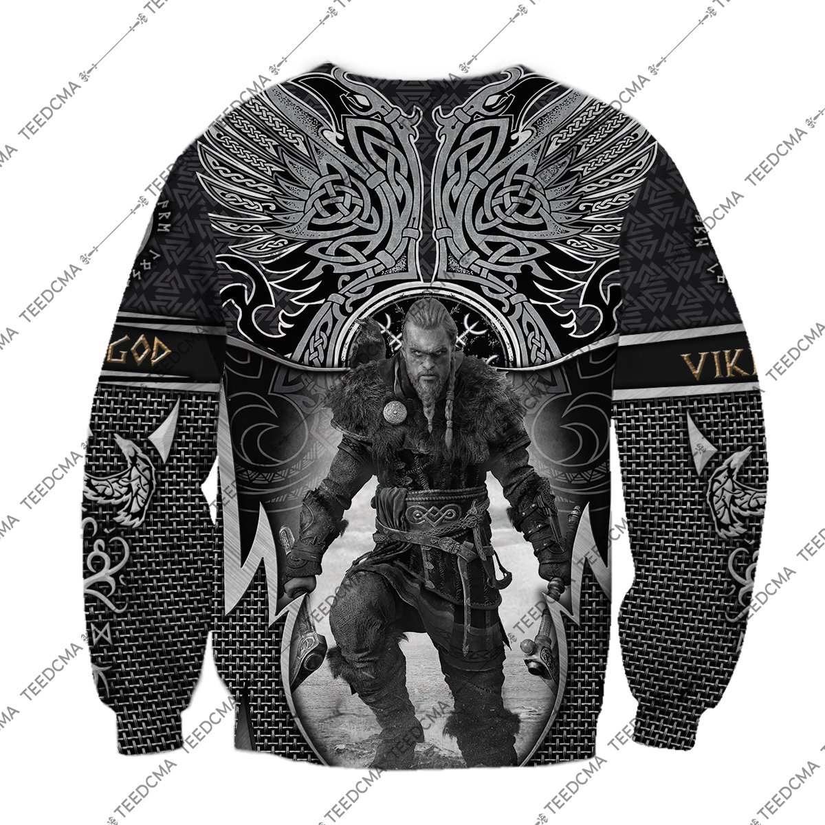 assassin's creed valhalla viking all over printed sweatshirt - back