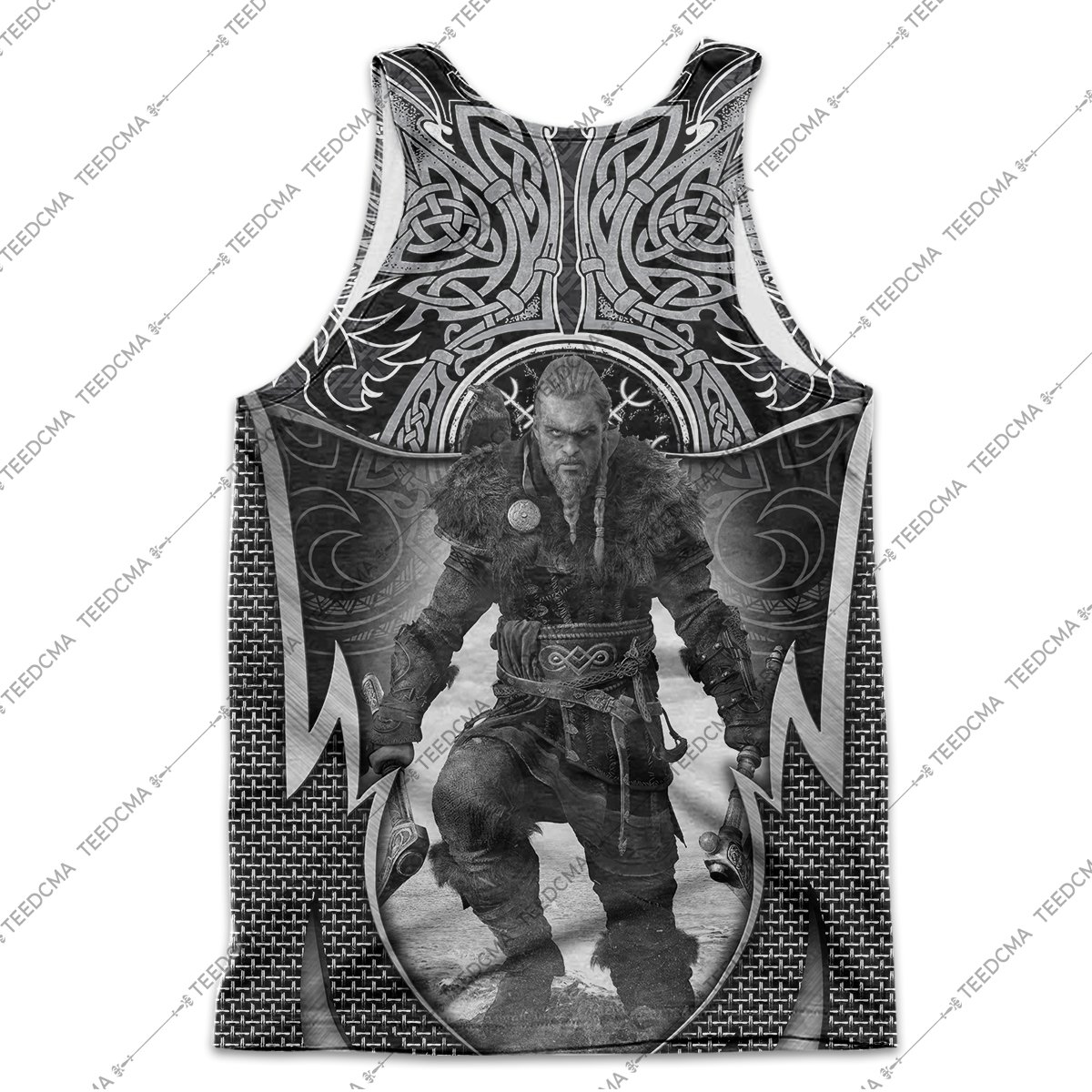 assassin's creed valhalla viking all over printed tank top - back