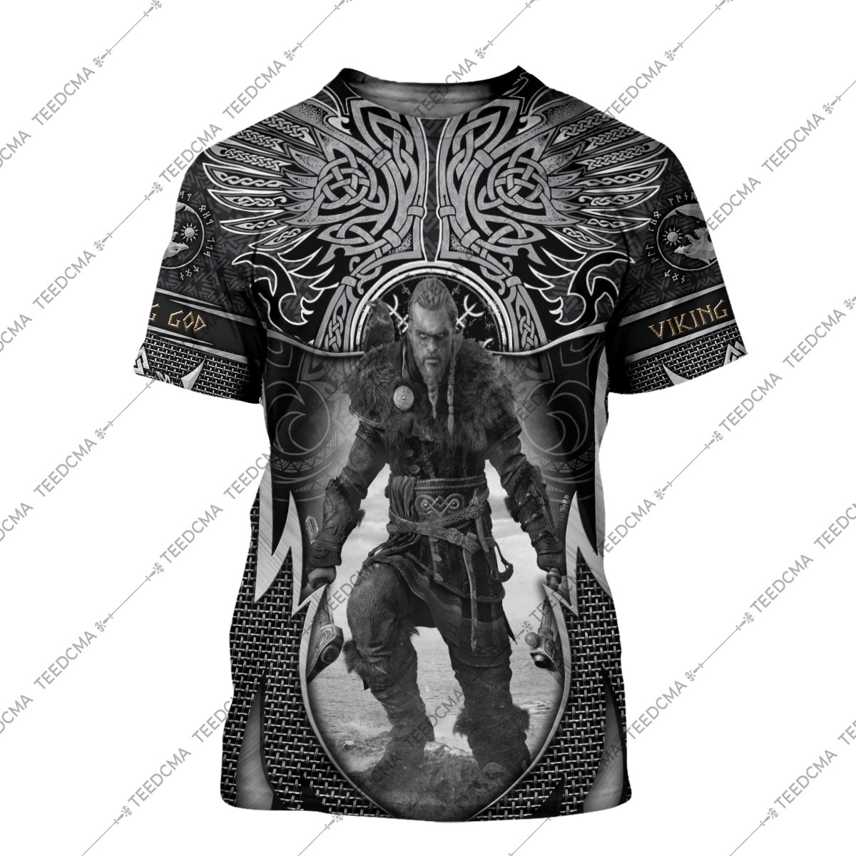 assassin's creed valhalla viking all over printed tshirt