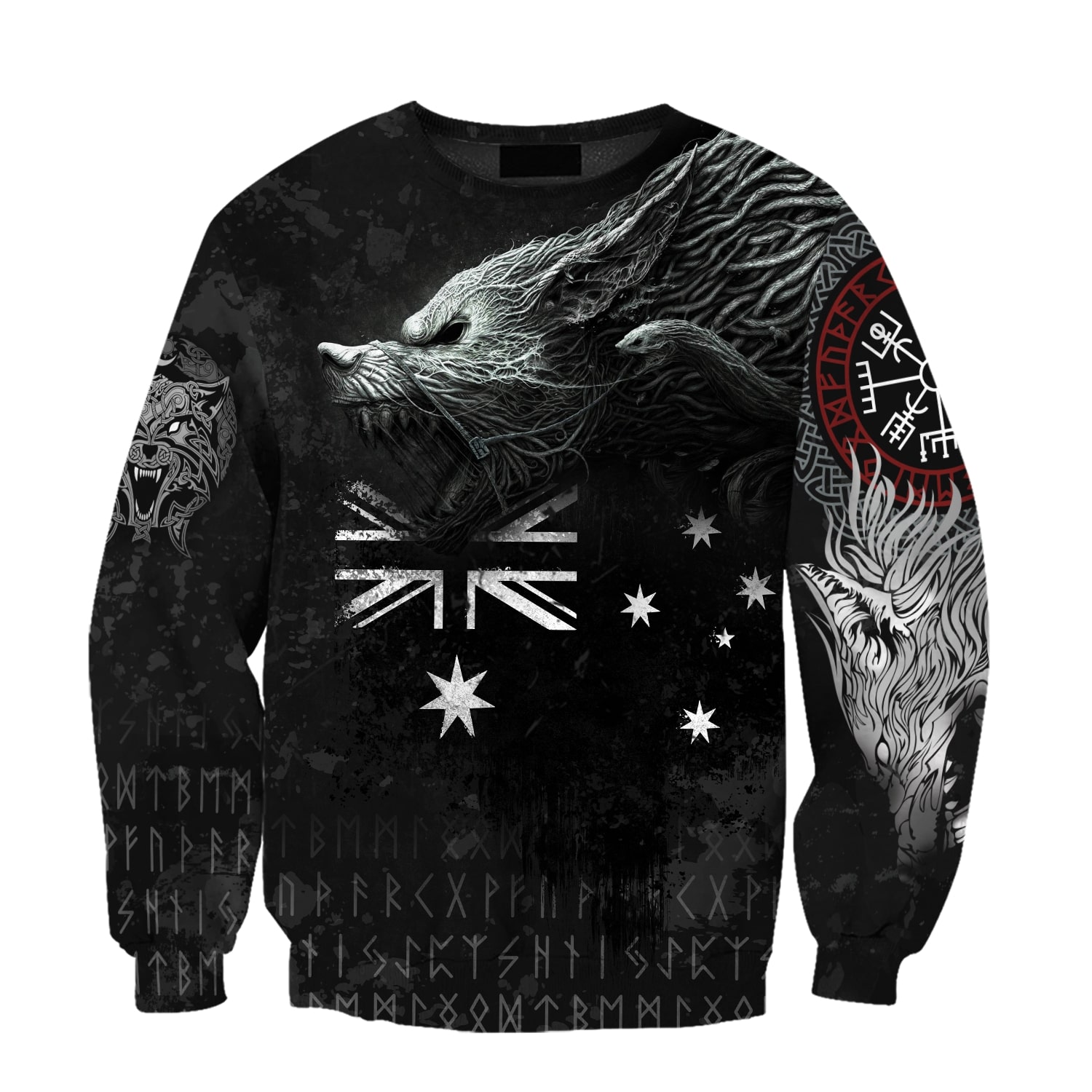 australia flag viking fenrir all over printed sweatshirt