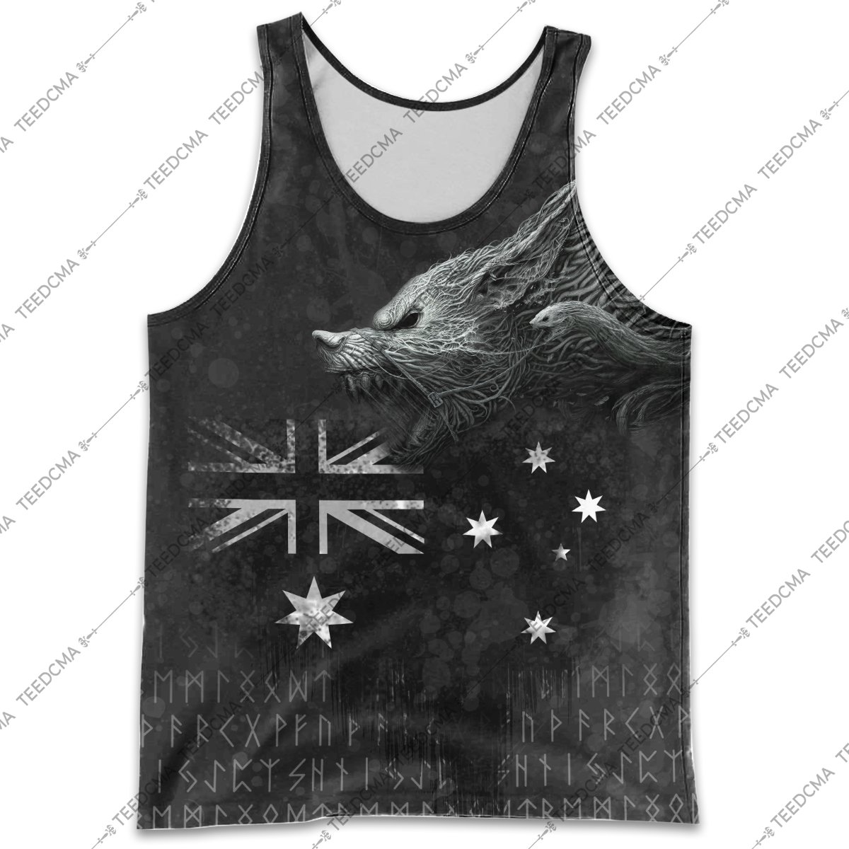 australia flag viking fenrir all over printed tank top