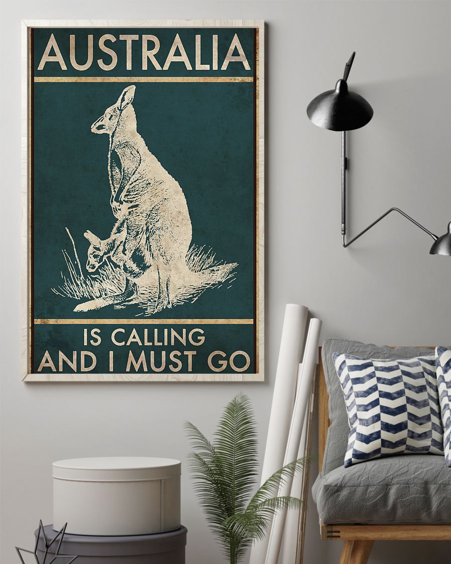 australia is calling and i must go kangaroo vintage poster 2