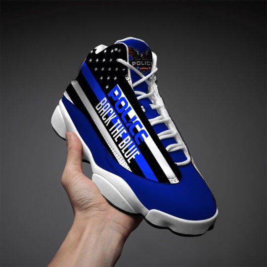back the blue thin blue line american flag police support air jordan 13 sneakers 2