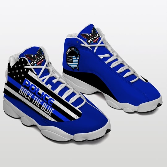 back the blue thin blue line american flag police support air jordan 13 sneakers 5