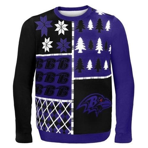 baltimore ravens busy block ugly christmas sweater 1