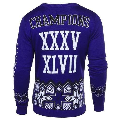 baltimore ravens super bowl champions ugly christmas sweater 2