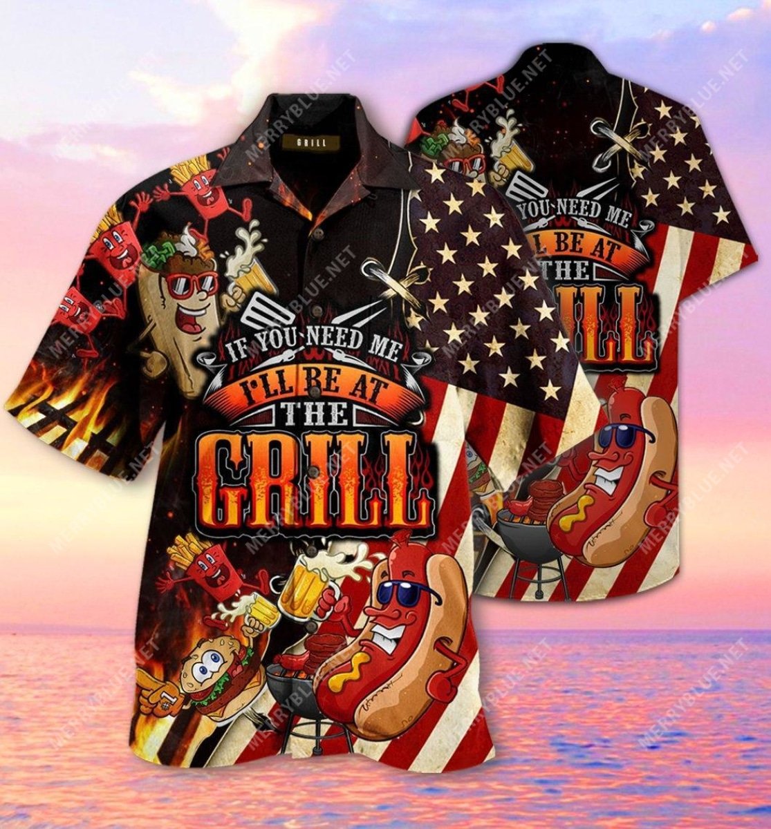 barbecue if you need me i will be at the grill all over printed hawaiian shirt 3