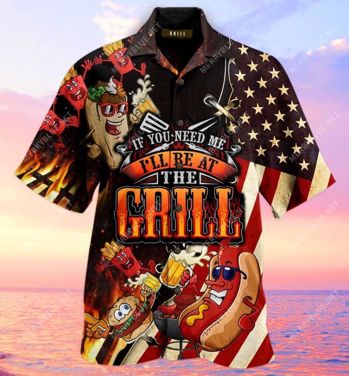 barbecue if you need me i will be at the grill all over printed hawaiian shirt 4