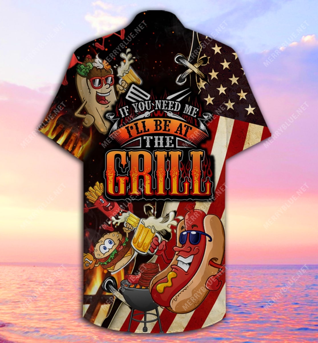 barbecue if you need me i will be at the grill all over printed hawaiian shirt 5
