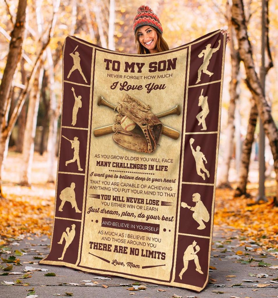 baseball to my son never forget how much i love you love mom blanket 3