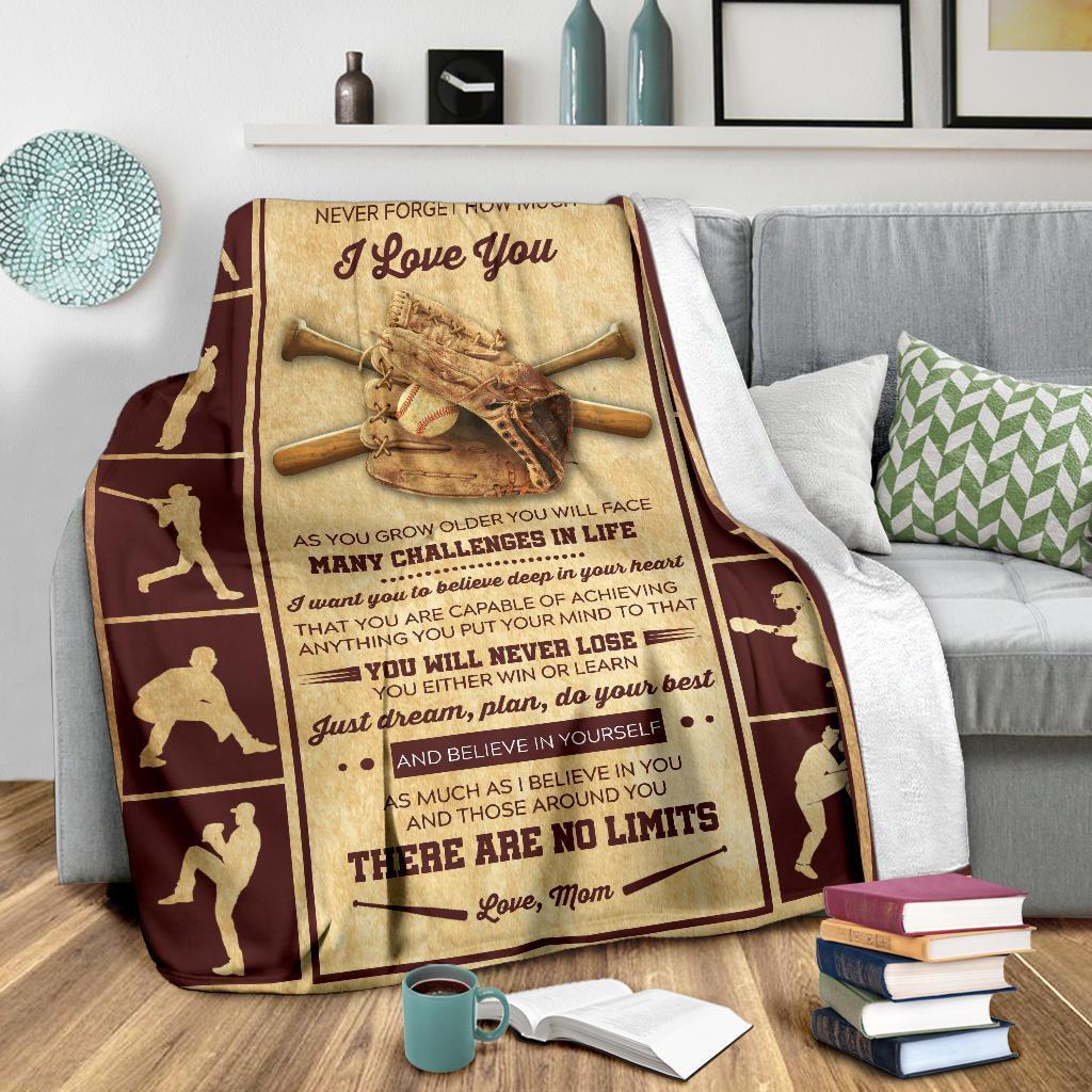 baseball to my son never forget how much i love you love mom blanket 5