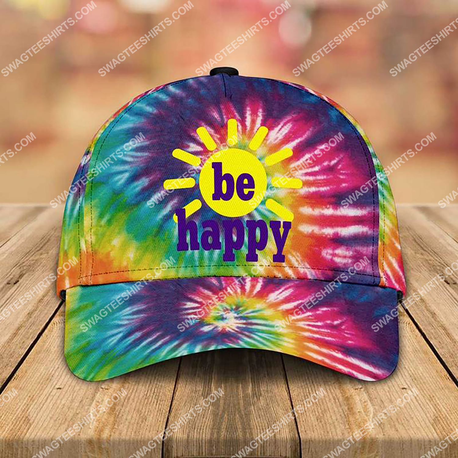 be happy tie-dye colorful all over printed classic cap 3 - Copy (2)