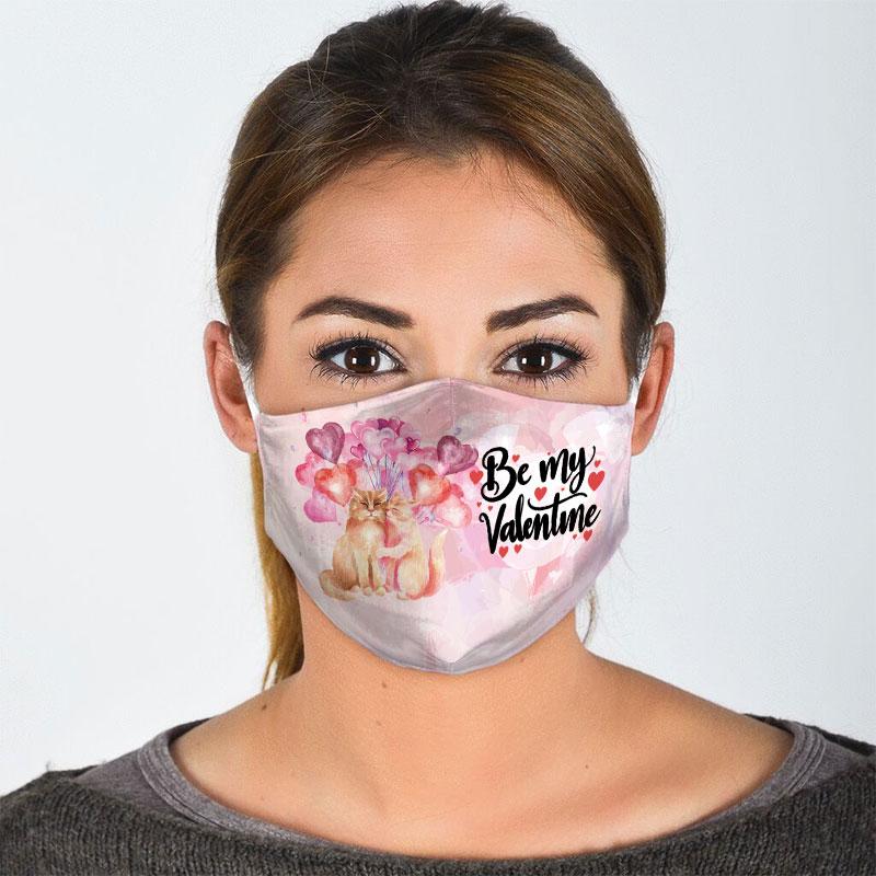 be my valentine couple cat all over print face mask 2