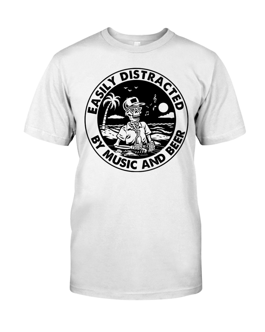 beach life skull easily distracted music and beer shirt 1